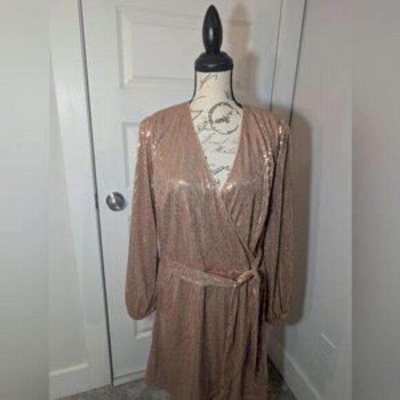INC International Concepts Dresses & Skirts - INC International Concepts Sequin Wrap Dress in Rose Gold Size XL